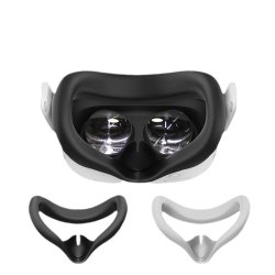 MYACUC 2PCs Silicone Vr Face Cover With Anti-Leakage Nose Pad Vr Silicone Mask Cover Protective Eye Pad for Meta Quest 3S Vr Accessories(Black+Grey)
