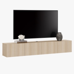 WAMPAT Large Modern Floating Tv Shelf, Wall Mounted Media Entertainment Center \w 3 Fluted Doors for Tvs Up to 80", Wood Tv Storage Cabinet For