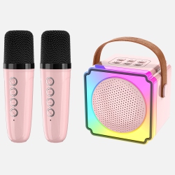 THE WAY P8 Dual Microphone Karaoke Speaker With Bluetooth And Microphone, Kids Wireless Microphone, Bright In Pink