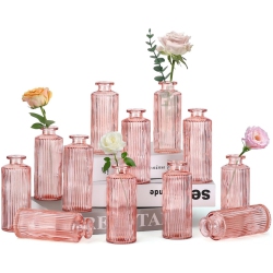 NIERBO 12 Pieces Mini Bud Vases Wedding Centerpieces for Tables Bud Vases for Flowers, Small Flower Vases for Birthday Party, Anniversary, Wedding
