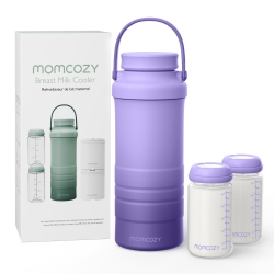 MOMCOZY 650Ml Portable Breast Milk Cooler for Outdoor, 360°Total Cooling for 24Hours, Larger Capacity Travel Breastmilk Chiller \w 2PCs Baby