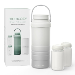 MOMCOZY 650Ml Portable Breast Milk Cooler for Outdoor, 360°Total Cooling for 24Hours, Larger Capacity Travel Breastmilk Chiller \w 2PCs Baby