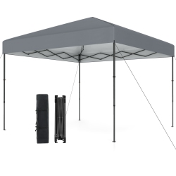 GYMAX 10 X 10 Ft Pop Up Canopy Tent W/ Portable Carrying Bag 8 Stakes 4 Wind Ropes