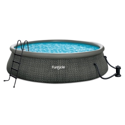 FUNSICLE 18' X 48" Quickset Ring Top Above Ground Swimming Pool, Herringbone