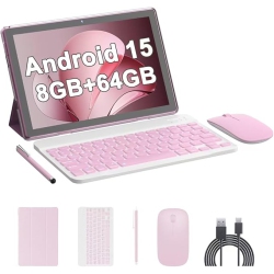 IWEGGO 10 Inch Android 14 Tablet, 8GB Ram+64GB Rom/1Tb Expend Tablet, 1.8Ghz Quad-Core Processor, 2 In 1 Tablets \w Keyboard/case/mouse/stylus