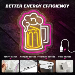 GENERIC Eufrozy Led Neon Sign for Man Cave Beer Led Neon Light Sign 10 Dimmable Led Sign Lightning USB Powered Led Lights Signs for Home Bar Wall