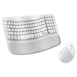 Logitech Wave Keys Bluetooth Membrane Full-Size Ergonomic Keyboard & Mouse Combo for Mac - White - EN -Only at Best Buy