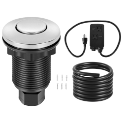 VEVOR Garbage Disposal Air Switch Kit, Dual Outlet Sink Top Air Switch for Food Waste Disposal, 2.5-Inch Chrome-Plated Stainless Steel On/off Air