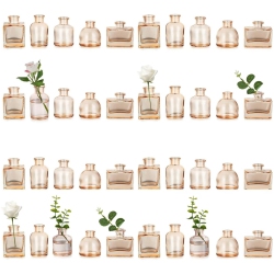 NIERBO Mini Amber Vases for Centerpieces Cute Flower Vase Set Of 40 Tiny Vases for Flowers Decorative Centerpiece Vases for Table Decor Wedding