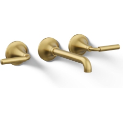 KOHLER T26439-4-2Mb Tone Widespread Wall-Mount Bathroom Sink Faucet Trim, Vibrant Brushed Moderne Brass
