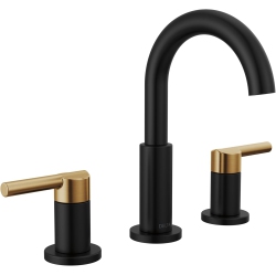 DELTA FAUCET Nicoli Widespread Bathroom Faucet 3 Hole, Black/gold Bathroom Faucet, Bathroom Sink Faucet