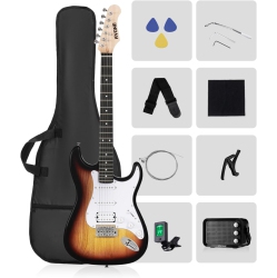MEHIAZ Rvone Rst-150 39”Beginner Electric Guitar Kit \w Amplifier, Classic Hss Pickup, Electric Guitar \w Gig Bag, Capo, Strap, Extra Strings