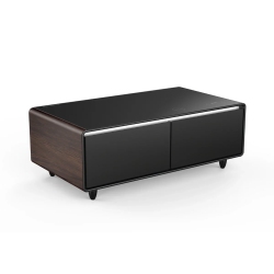 SERA BATHROOM Kendall Smart Coffee Table With Refrigerated Drawers, Bluetooth Speakers, Wireless Charging & Led Touch Control, Wood Color