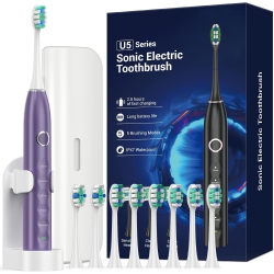 MISSCOZY Ultrasonic Toothbrush for Adults - Reachargeable Electric Toothbrush \w 8 Brush Heads, Travling Case, 5 Modes & Smart Timer, Ultra Sonic