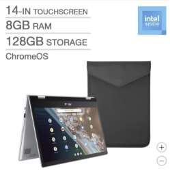 ASUS Cx1 Flip 14-In 2-In-1 Touchscreen Chromebook, Intel Celeron N4500 - 8GB Ram, 128GB Storage