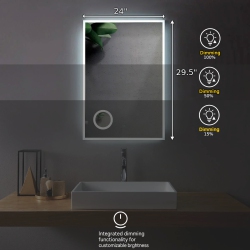 SERA BATHROOM Mirror 24" Led M-1039 With Magnifying Mirror (24" X 30") - Frosted
