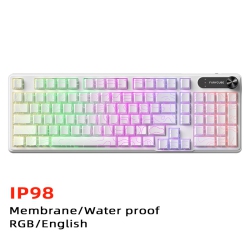 THE WAY Mechanical Feel Waterproof Keyboard for PC Gaming And Esports, Wired Silent Keyboard - 98 Keys/white Outline [Triple Mode Wired + Wireless