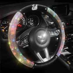 THE WAY New Car Steering Wheel Cover, Universal Diamond Studded Style, Cute Women's Car Handle Cover, Steering Wheel Diameter 38Cm - [Colored