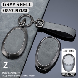 THE WAY Suitable for Toyota 3X Key Cover 2025 Gac Bz3X Car Remote Control Key Bag - Single Bag + Leather Rope Buckle In Platinum