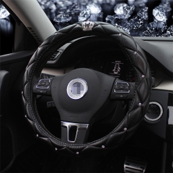THE WAY Rhinestone-Encrusted Dad Crown, A Car Accessory, \w A Bubble Leather Steering Wheel Cover. Suitable for Steering Wheels \w A Diameter Of 38Cm