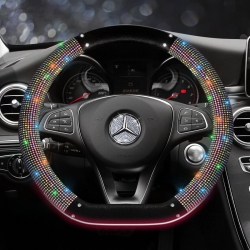 THE WAY New Car Steering Wheel Cover, Universal Diamond Studded, Cute Women's Handlebar Cover, Steering Wheel Diameter 38Cm - [Colored Diamond]