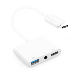 THE WAY 3-In-1 USB Phone Adapter for Computers With 3.5MM Stereo External Sound Cards - Type-C