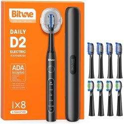 BITVAE Ultrasonic Electric Toothbrushes for Adults And Kids, Ada Accepted Rechargeable Travel Sonic Toothbrush With 8 Brush Heads, 5 Modes, Holder