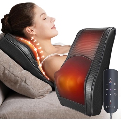 OMASSA Back Massager With Heat, Shiatsu Back And Neck Massager, 3D Kneading Deep Tissue Massage Pillow for Neck, Back, Shoulder, Muscle Pain Relief