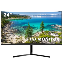 CRUA 24 Inch Monitor, 100Hz Fhd (1920×1080P) 120% Srgb Computer Monitors Light Filter PC Monitor for Home, Office And Dormitory-Black In Blue