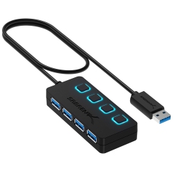 SABRENT USB Hub 3.2X1, 4 Port USB3 Fast Data Hub, Multiple USB Splitter, USB Docking Station, Extender Multiport Hubs, 2Ft Long Cable, On/off Switch