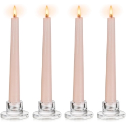 NIERBO Small Taper Candle Holders Set Of 4 Clear Candle Sticks Holder for Table Centerpiece Short Modern Candle Holder for Wedding Christmas Home