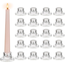 NIERBO Small Taper Candle Holders Set Of 20 Clear Candle Sticks Holder for Table Centerpiece Short Modern Candle Holder for Wedding Christmas Home