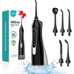 MEHIAZ Water Teeth Flosser: 300Ml Cordless Electric Water Tooth Flossing Rechargeable Ipx7 Waterproof Portable Travel Flossers Set for Teeth