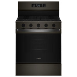 Whirlpool 30" 5.0 Cu. Ft. Free-Standing 5-Burner Self-Clean Gas Air Fry Range (WFGS5730SW) - Black