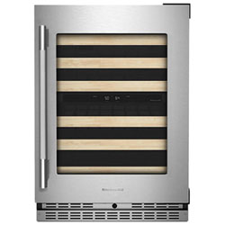 Kitchenaid 46-Bottle Freestanding Wine Cellar (KUWR324SSB) - Black Cabinet/Stainless Doors