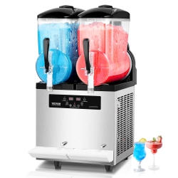 VEVOR 12Lx2 Commercial Slushy Machine, Double Tank Frozen Drink Machine, 96 Cups Stainless Steel Margarita Smoothie Frozen Drink Maker, Slushie