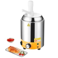 VEVOR 2.4L Electric Cheese Dispenser \w Pump, Commercial Hot Fudge Warmer, Plastic Pump Dispenser, 86-230℉ Temp Adjustable Nacho Cheese Sauce
