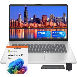 HP 17.3" HD+ Laptop, Intel Core I3-N305, 2.16Tb Storage(2Tb SSD+160GB Docking Station Set), 32GB Ram, Intel Uhd Graphics, Numeric Keypad, Wi-Fi 6