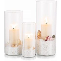 NIERBO Glass Hurricane Candle Holder Set Of 3, for Table Centerpiece, Modern Cylinder Vases, Glass Candle Cylinders Clear Candle Vase Decorative For