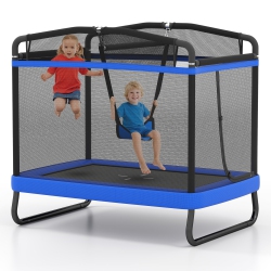 GYMAX 6 Ft Kids Trampoline W/swing & Horizontal Bar Safety Enclosure Net