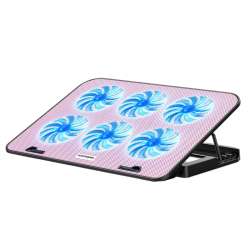 CHSSHA00 Laptop Cooling Pad, Laptop Cooler for 13-18 Inch Laptops With 6 Silent Fans, Adjustable Speed, 2 USB Ports And Phone Holder In Pink