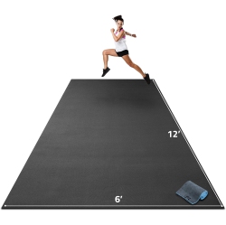 GORILLA MATS Premium Extra Large Exercise Mat – 12' X 6' X 1/4" Ultra Durable, Non-Slip, Workout Mat