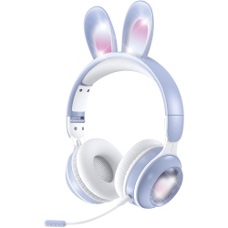 THE WAY Rabbit Ear Tooth Headset for Girls And Children Cute Wireless Luminous Noise Cancelling Gaming Headset, Suitable for School And Travel -