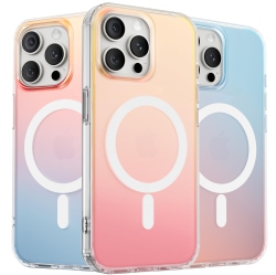 ORNARTO Compatible With Iphone 15 Pro Max for Magnetic Case, Shockproof Protective Rainbow Case, Wireless Charging Magnetic Phone Cases 6.7 Inch-Sunset