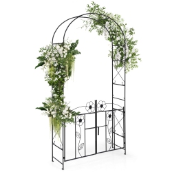 SLICKBLUE 2-In-1 Garden Arbor With Door And Latch for Lawn And Outdoor Entryway
