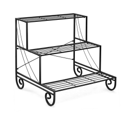 SLICKBLUE 3 Tier Metal Garden Planter Stand Shelf for Outdoor Flower Pots And Display