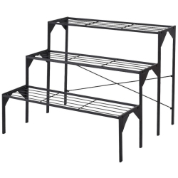 SLICKBLUE Outdoor 3 Tier Metal Plant Stand With Heavy-Duty Rack for Flower Pots