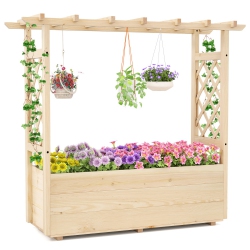 SLICKBLUE Wooden Planter Box With Roof for Elevated Garden Planting