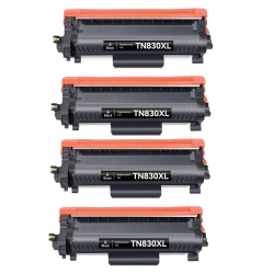 TONER4U - 4Pack Compatible Tn830 Toner Cartridge for Brother Tn830Xl, Hl-L2460Dw, Hl-L2420Dw, Dcp-L2640, Mfc-L2760Dw Mfc-L2820Dw