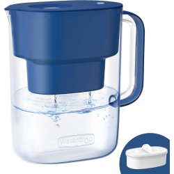 WATERDROP 200-Gallon Long-Life Lucid 10-Cup Water Filter Pitcher, Nsf Certified, 5X Times Lifetime, Reduces Pfas, Pfoa/pfos, Fluoride, Chlorine And